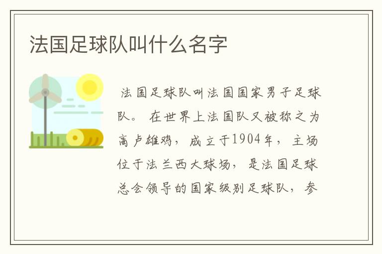 法国足球队叫什么名字