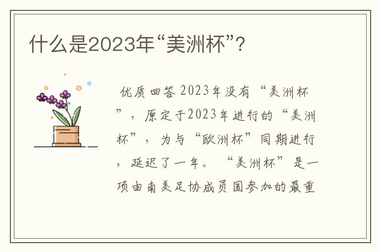 什么是2023年“美洲杯”?