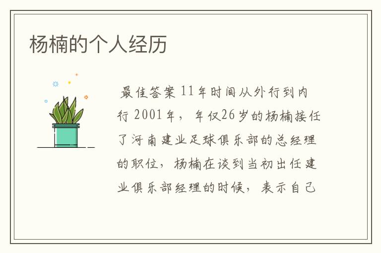 杨楠的个人经历
