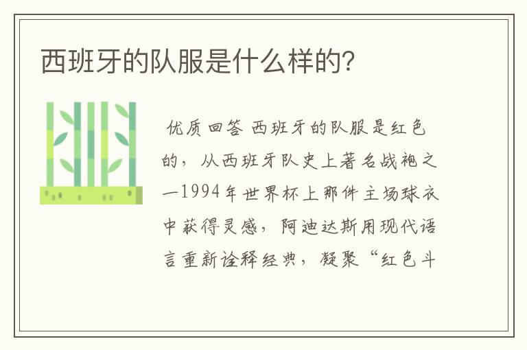 西班牙的队服是什么样的?