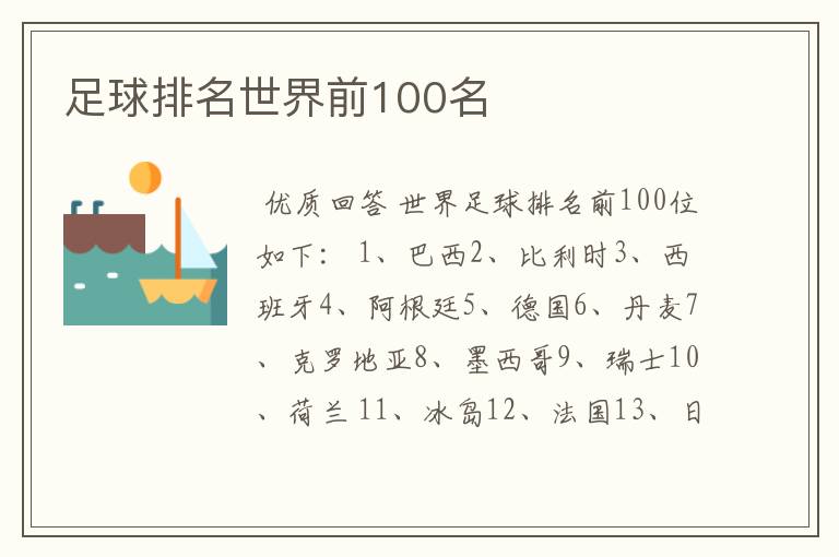 足球排名世界前100名