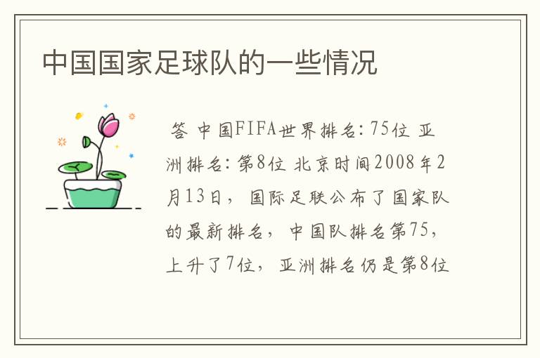 中国国家足球队的一些情况