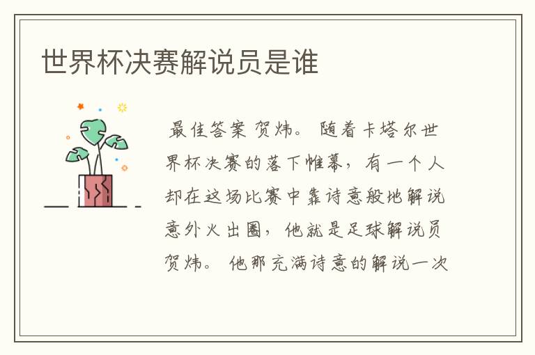 世界杯决赛解说员是谁