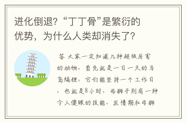 进化倒退?“丁丁骨”是繁衍的优势,为什么人类却消失了?