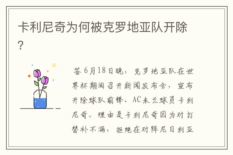 卡利尼奇为何被克罗地亚队开除?