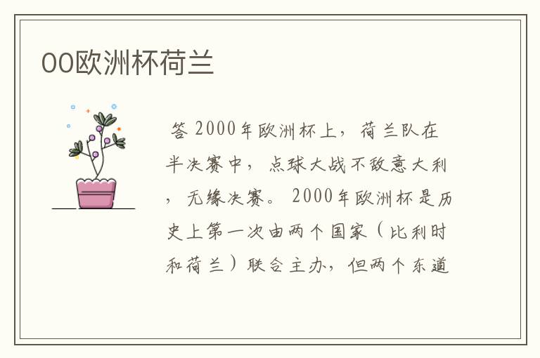 00欧洲杯荷兰