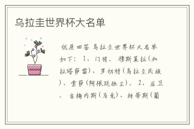 乌拉圭世界杯大名单
