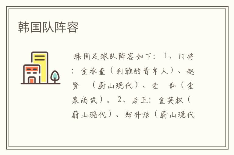 韩国队阵容