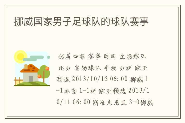 挪威国家男子足球队的球队赛事