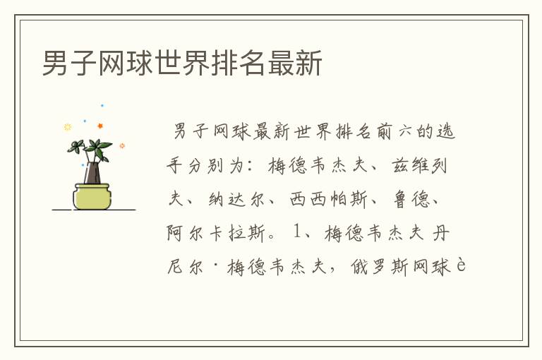 男子网球世界排名最新