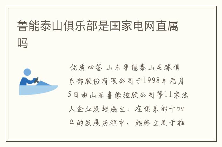 鲁能泰山俱乐部是国家电网直属吗