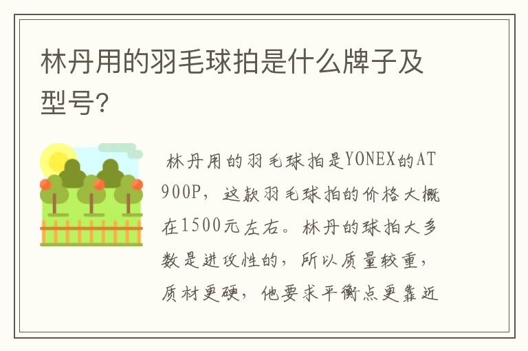 林丹用的羽毛球拍是什么牌子及型号?