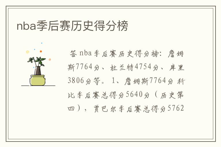 nba季后赛历史得分榜