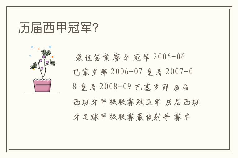 历届西甲冠军?