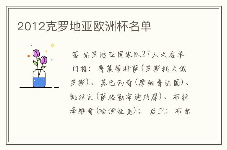 2012克罗地亚欧洲杯名单