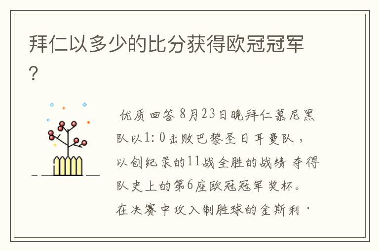 拜仁以多少的比分获得欧冠冠军?