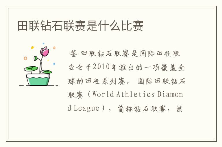 田联钻石联赛是什么比赛