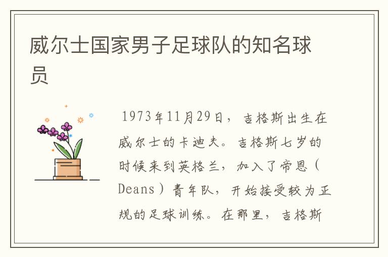 威尔士国家男子足球队的知名球员
