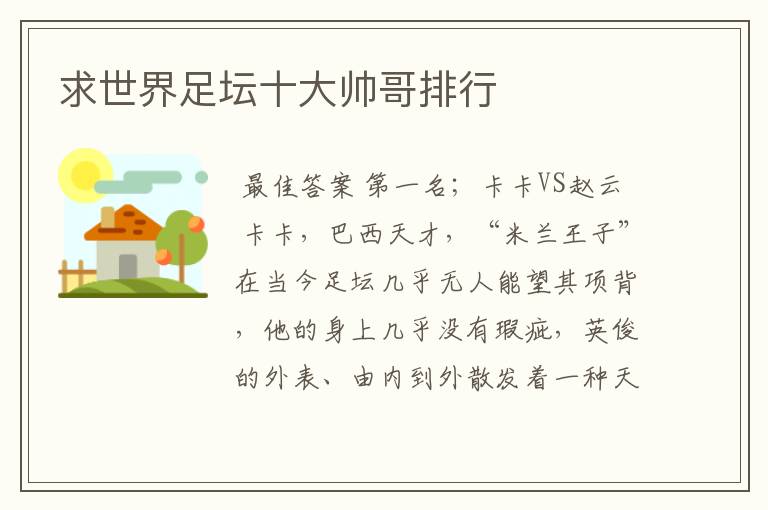 求世界足坛十大帅哥排行