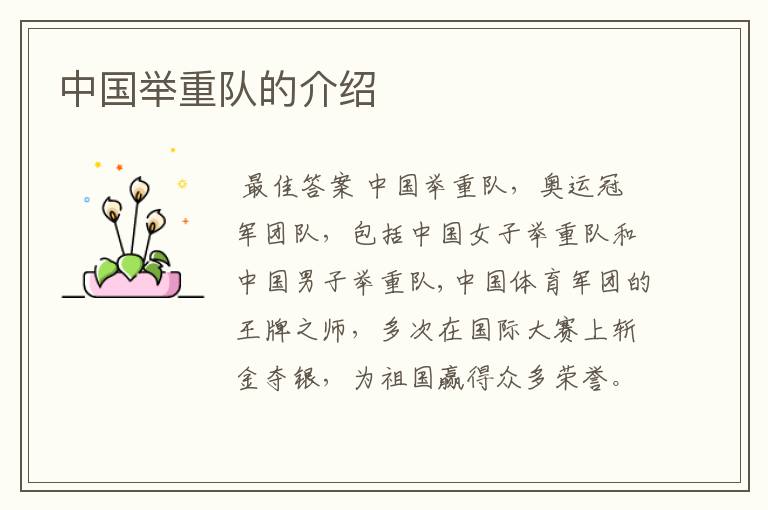 中国举重队的介绍