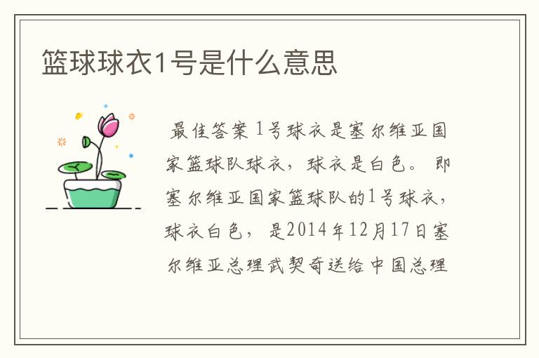 篮球球衣1号是什么意思