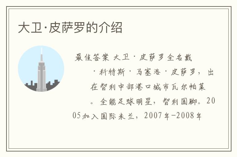 大卫·皮萨罗的介绍