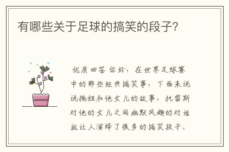 有哪些关于足球的搞笑的段子?