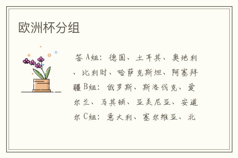 欧洲杯分组