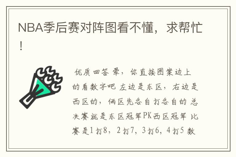 NBA季后赛对阵图看不懂,求帮忙!