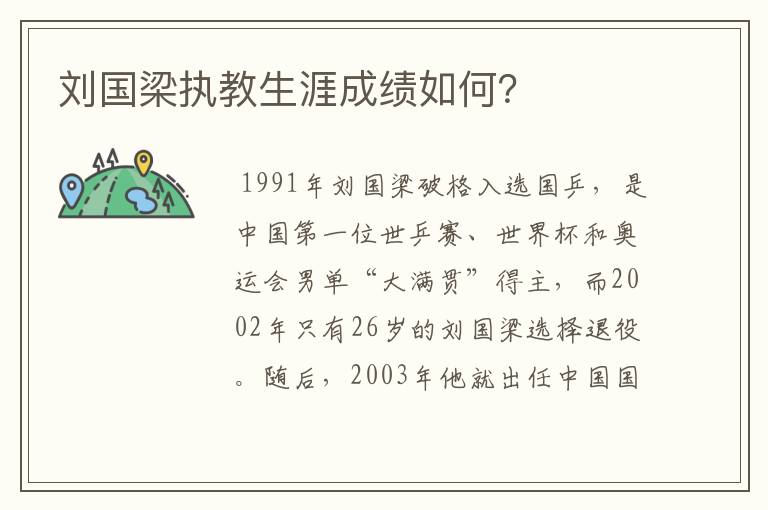 刘国梁执教生涯成绩如何?
