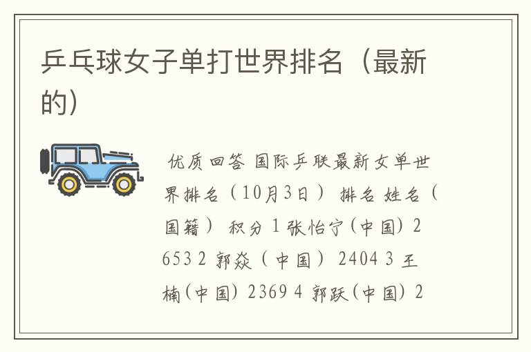 乒乓球女子单打世界排名(最新的)