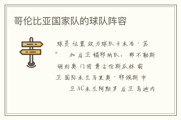 哥伦比亚国家队的球队阵容