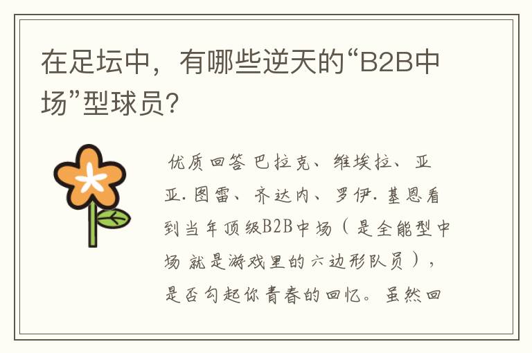 在足坛中,有哪些逆天的“B2B中场”型球员?