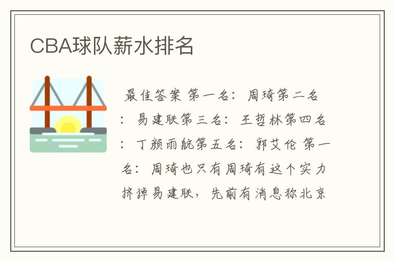 CBA球队薪水排名