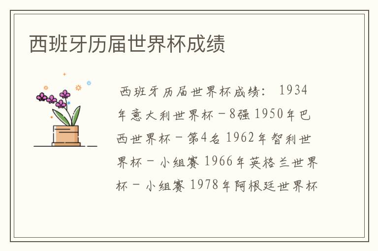 西班牙历届世界杯成绩
