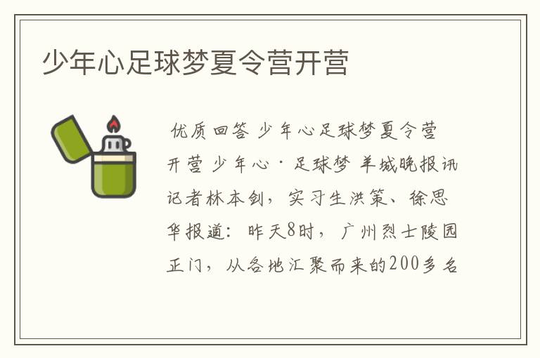 少年心足球梦夏令营开营