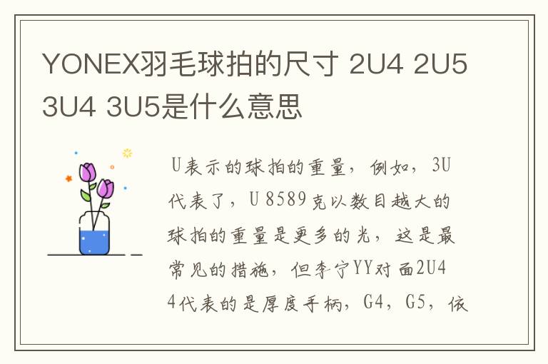 YONEX羽毛球拍的尺寸 2U4 2U5 3U4 3U5是什么意思