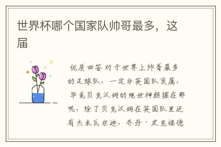 世界杯哪个国家队帅哥最多,这届