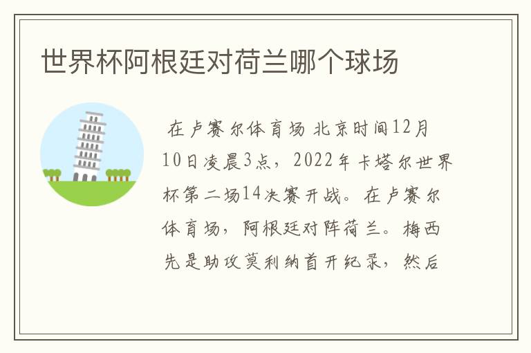 世界杯阿根廷对荷兰哪个球场