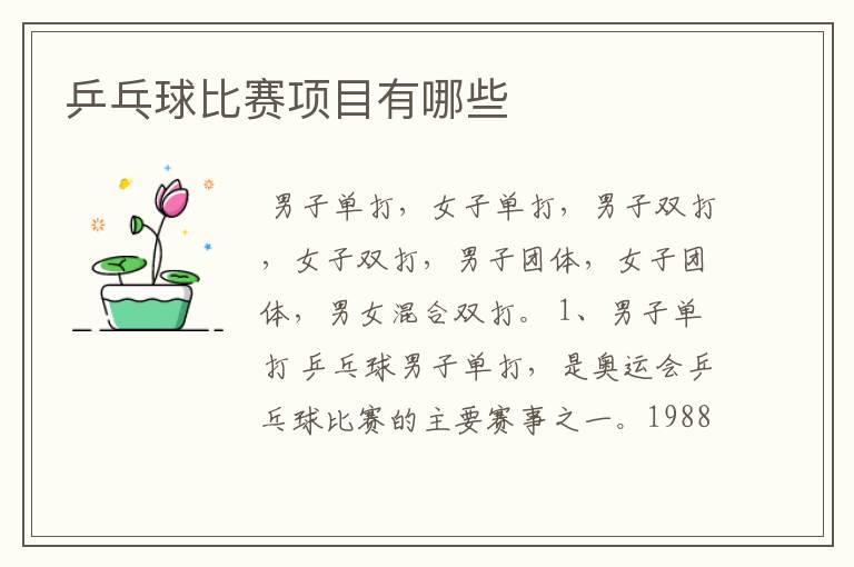 乒乓球比赛项目有哪些