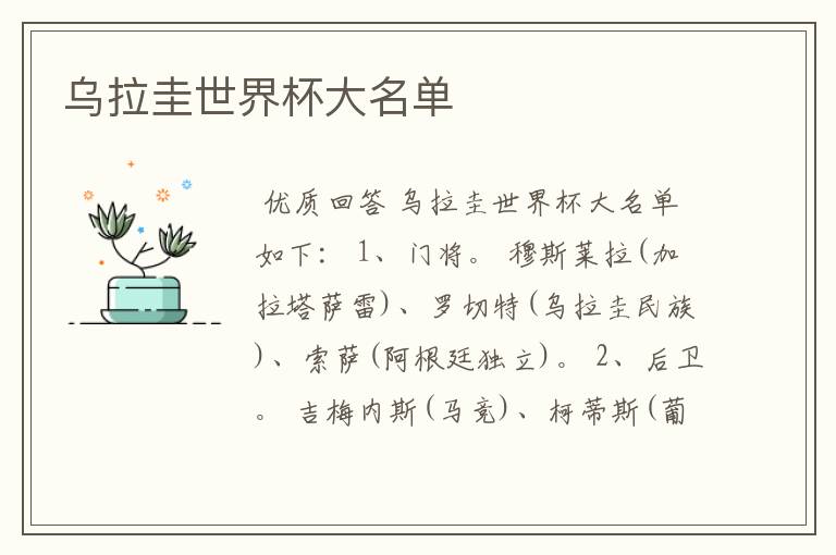乌拉圭世界杯大名单