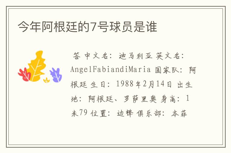 今年阿根廷的7号球员是谁