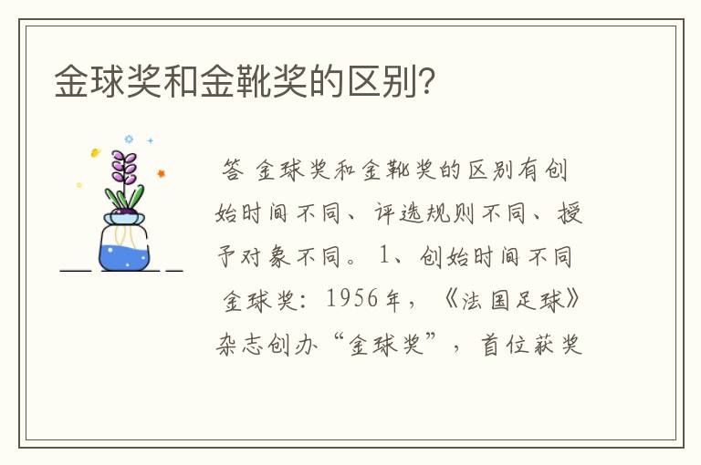 金球奖和金靴奖的区别?