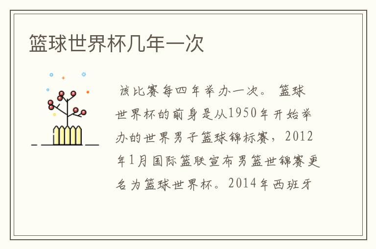 篮球世界杯几年一次