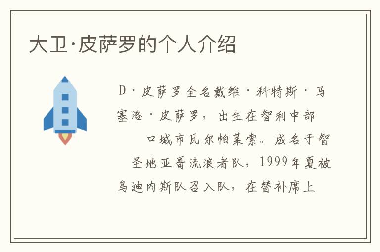 大卫·皮萨罗的个人介绍