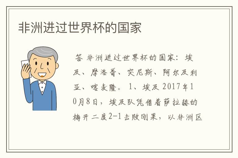 非洲进过世界杯的国家