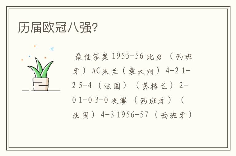 历届欧冠八强?