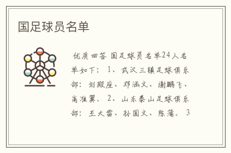 国足球员名单