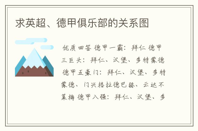 求英超、德甲俱乐部的关系图