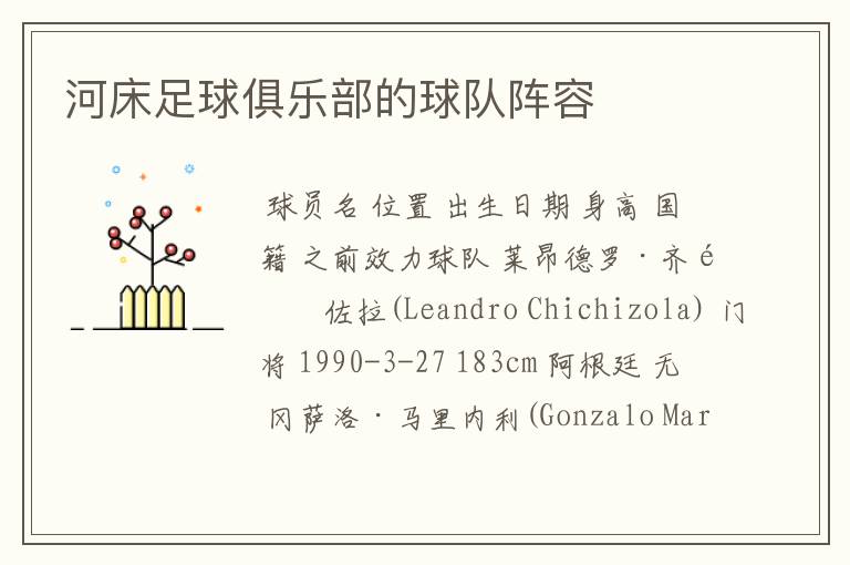 河床足球俱乐部的球队阵容